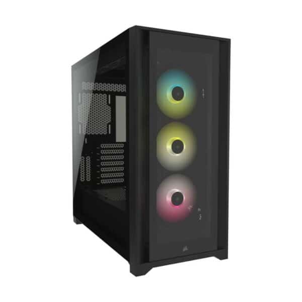 Corsair iCUE 5000X RGB Tempered Glass Mid Tower ATX Smart Case  Black